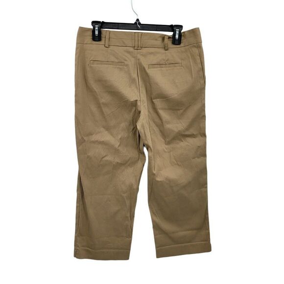 George Womens Pants Capris Dressy Casual Mid Rise Flat Front Light Camel 8 - Picture 2 of 6